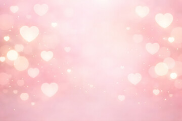 Soft Pink Heart Bokeh Romantic Abstract Background