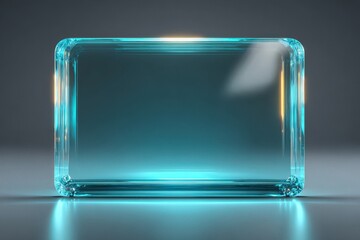 Realistic clear glass plate on transparent background, showcasing glossy edges and reflections for a modern design presentation