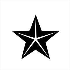 Obraz premium Clean and modern black five-pointed star graphic illustration on a pure white background, symbolizing excellence, quality, success, and achievement in a simple, impactful design