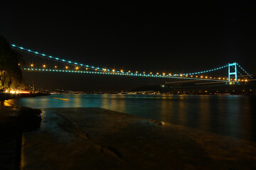 Fototapeta premium A view of the bridge from the Bosphorus in Istanbul.
