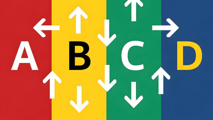 Visual Elements: Red, Yellow, Green, Blue