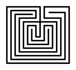 Classic Labyrinth of Knossos with a single path and 7 courses, symbol of Crete since 6th century BC. Confusing structure built, for King Minos, to hold the Minotaur, a monster, killed by hero Theseus.