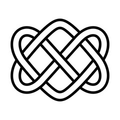 Celtic love knot with interlaced hearts. A single line is forming two hearts, seamless interlaced in a loop with no beginning and no end. A symbol of faith, eternity, unity, and eternal love. Vector