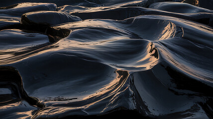 Abstract patterns of flowing water over dark textured rock formations