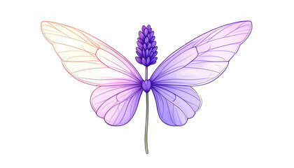 A vibrant image of butterfly wings blending into a lavender sprig, black background