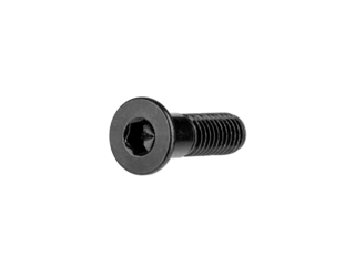 Black steel countersunk hex socket screw isolated on white. Ideal for engineering, tools, hardware, construction, mechanical repair and industrial applications.