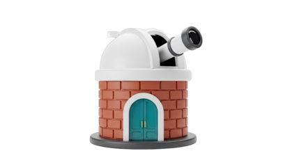 3D Render of a Cartoon Observatory with Telescope