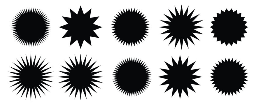 zig zag edge circle shape set jagged round elements