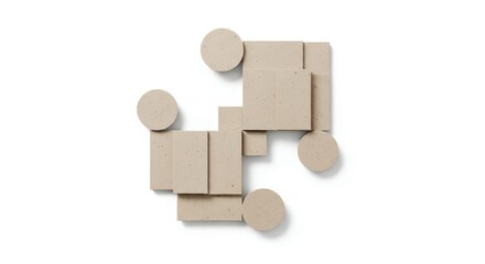 Geometric shapes composition in beige color isolated on white background