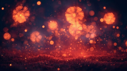 A luminous galaxy nebula glows with red fire and cosmic dust against the dark night sky, creating a fantasy art illustration of burning light across the star-filled universe