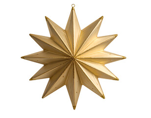 A gleaming golden twelve-pointed star ornament