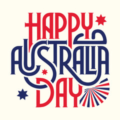 Happy Australia Day Graphic with Radial Burst and Stars