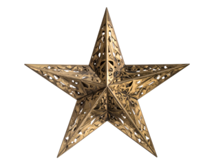 Intricate filigree golden five-pointed star, metallic shine
