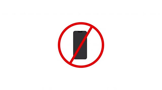 mobile phone is not allowed animation with transparent background mobile phone symbol animated in 4K animation with alpha channel