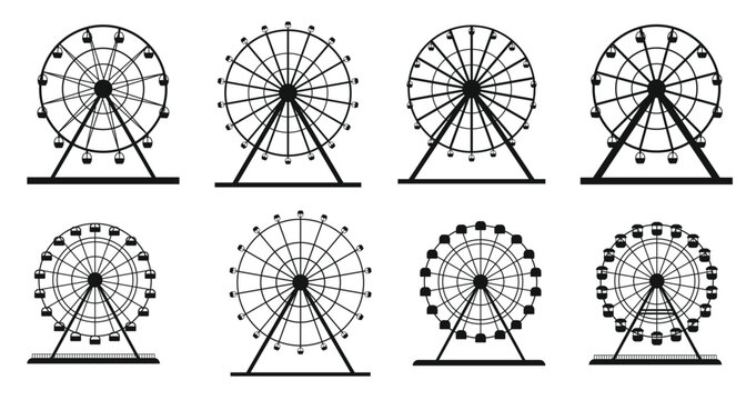  ferris wheel vectors isolated icon ferris wheel silhouette