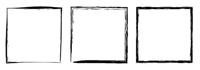grunge square frame set different paint brush border 