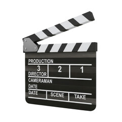 Fototapeta premium Movie clapperboard isolated on transparent background