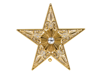 Ornate gold star with intricate filigree and a central gem