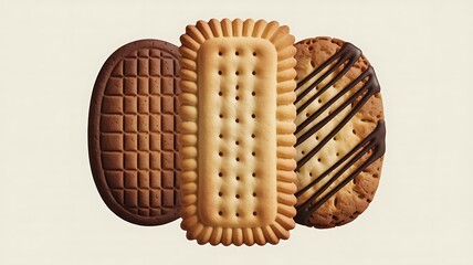 Assorted Cookie Illustration Featuring Chocolate, Butter, and Drizzled Varieties