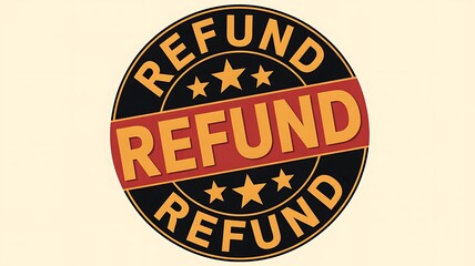 Refund Badge with Stars and Bold Circular Design for Customer Service
