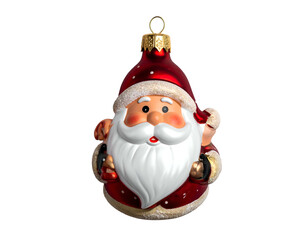 Fototapeta premium Festive Santa ornament, red suit, white beard, festive holiday decor