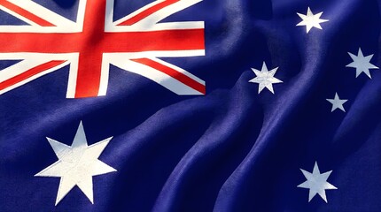 Australia day shows a waving australian flag with the union jack in the corner and white stars on a field of blue color