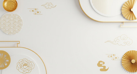 Modern White and Gold Chinese New Year Background