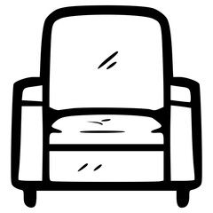 doodle armchair illustration hand drawn outline vector