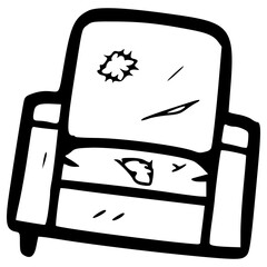 doodle torn armchair illustration hand drawn outline vector