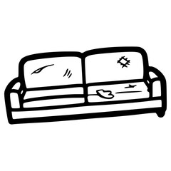 doodle torn sofa illustration hand drawn outline vector