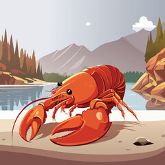 Fresh red lobster and gourmet seafood shellfish with claws served on ice or isolated against a white background for a delicious cooked crawfish dinner meal