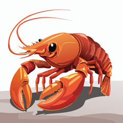 Isolated vector illustration of a fresh red lobster with long antennae and sharp claws, a gourmet seafood crustacean perfect for a raw shellfish meal