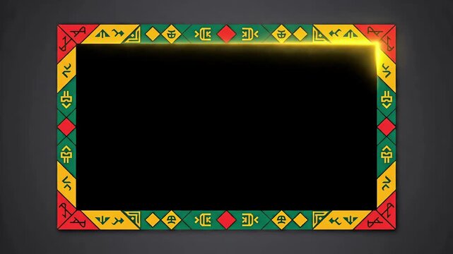 Transparent Video Frame With Afrocentric Geometric Border And Cultural Pattern