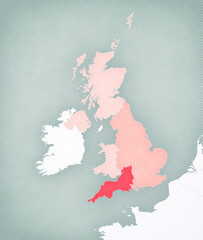 Map of England - South West England