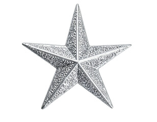 Obraz premium Silver star ornament with detailed textured surface, isolated on black
