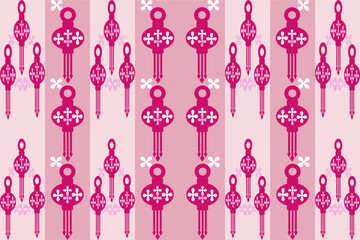 The decoration of pink lantern from geometric shape on pastel baclground.