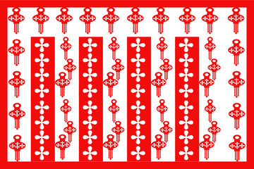 The decoration of lantern and flower in red and white tone.Chinese New Year Theme