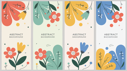 Vibrant floral abstract backgrounds with colorful flowers and leaves