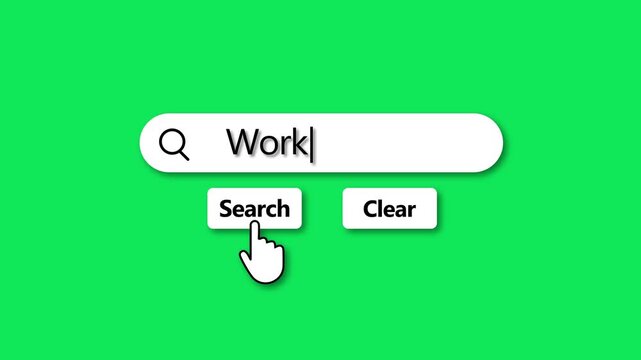 Search bar with the word Work typed in and a cursor hovering over the Search button on a green background