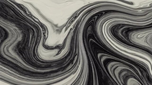 Black and White Marble Liquid Swirl Pattern.