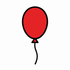Red Balloon Simple Illustration Minimalist Design Bold Lines Isolated on White Background for Party Invitation