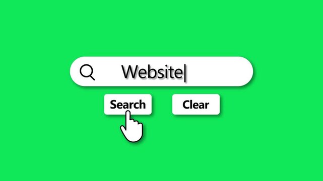 Search bar with the word Website typed in and a cursor hovering over the Search button on a green background