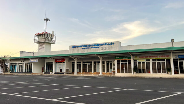 Dak Lak, Vietnam - February 2, 2025 : Exterior View Of Old Terminal And Air Traffic Control Tower Of Buon Ma Thuot Airport In Dak Lak Province.