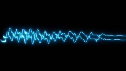 Digital waveform visualization showing signal lines resembling ECG heartbeat or audio frequency signals. Concept of medical monitoring, data analytics and signal processing on black background. - Powered by Adobe