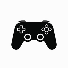 Game Controller Icon in Simple Flat Design with Black Color on White Background for Gaming Logo