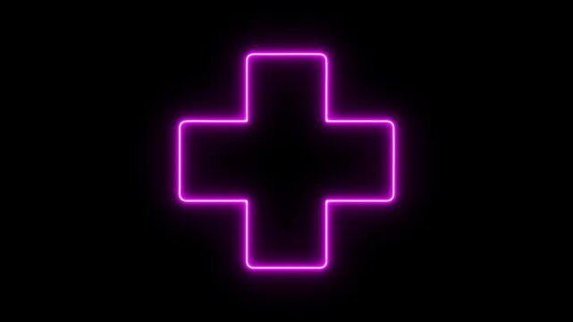 Neon line plus symbol icon simple positive plus icon animation. Business counting add motion. positive technology sign. medical cross icon animation, neon plus sign icon, Plus neon sign.