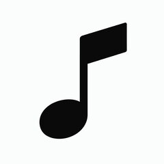 Black Musical Note Silhouette in Simple Design on White Background for Music Industry