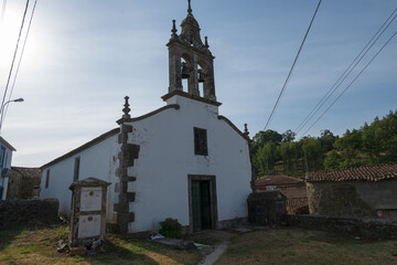 Traditional White Church with Bell Gable in Spanish Countryside