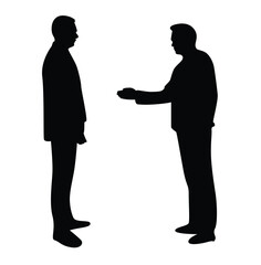 Meeting of Two Business People Silhouettes Isolated on White. People and activities at white collar work vector art