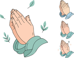 Hand Drawn Flat Vector islamic, arabic, elements Hands Praying Illustration